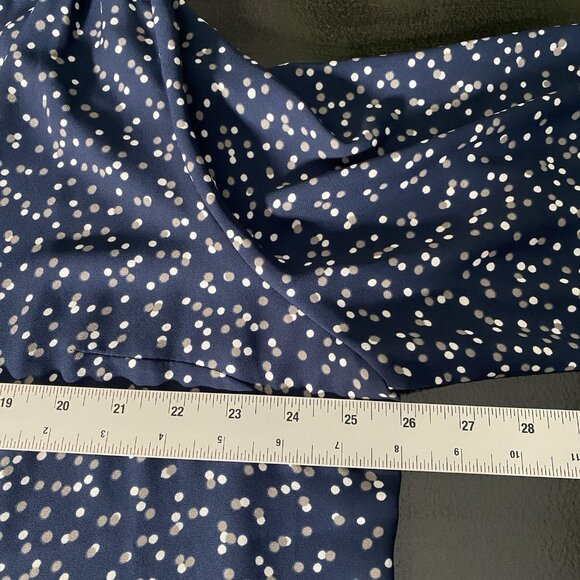 NYDJ Pintuck Pleat Back Blouse Plus Size 1X Pisco Polka Dot Blue White 3/4 Sleev - Picture 13 of 15